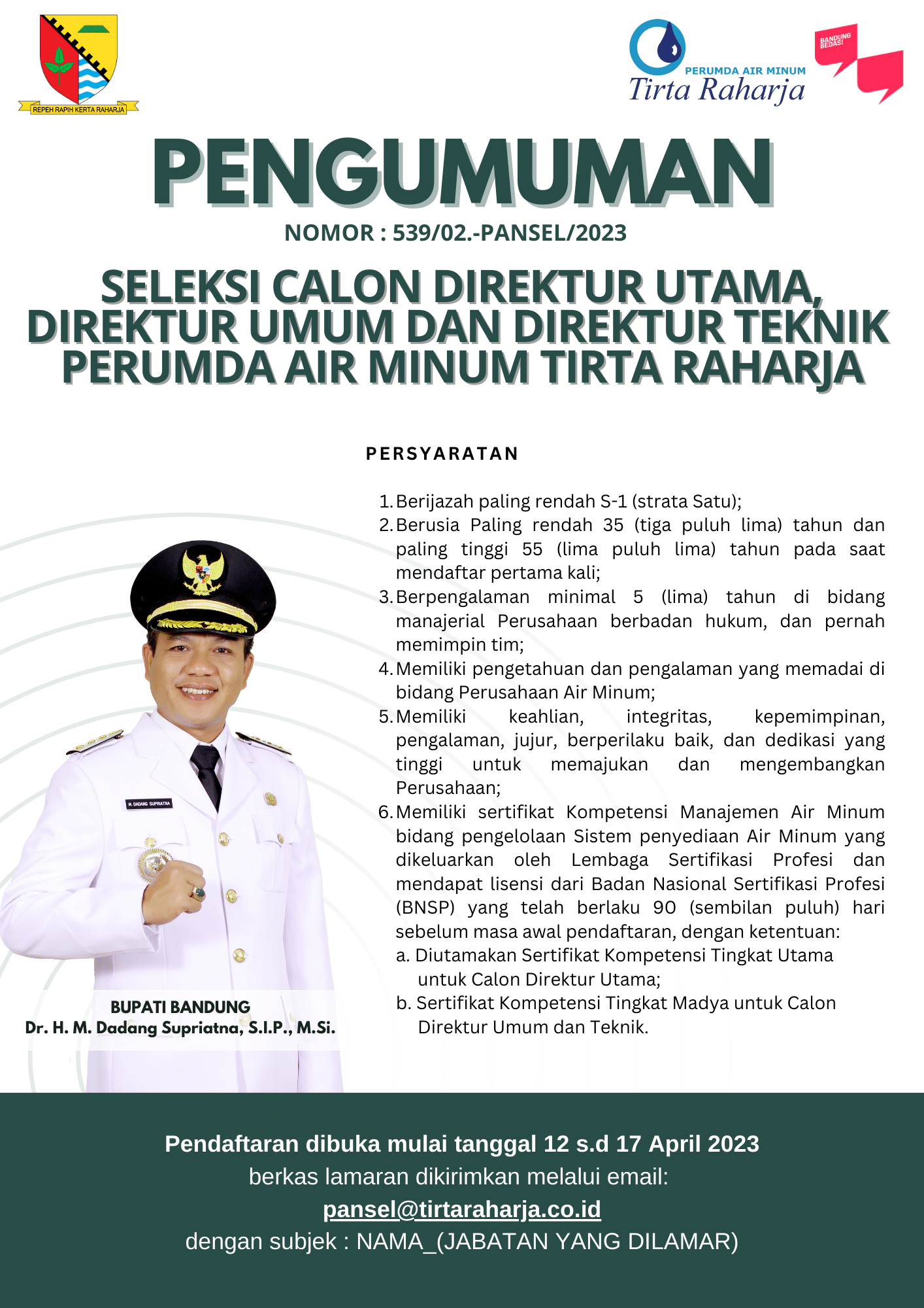 Seleksi Calon Direktur Utama, Direktur Umum, Dan Direktur Teknik ...